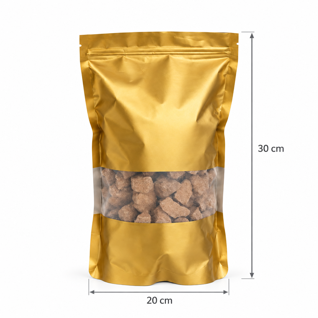 Package with dimensions of 20 cm across and 30 cm high